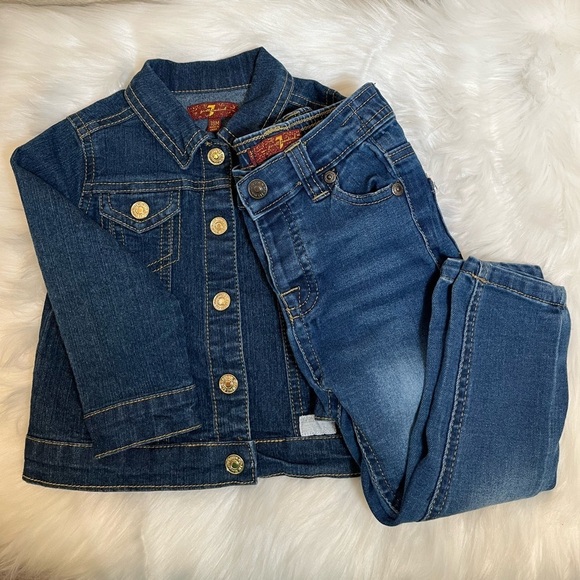 Set 7 For All Mankind Denim Jean Jacket Pants - Picture 1 of 9